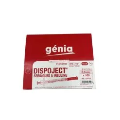 Génia Dispoject Siringa Insulina U-40 0,3ml 30G 1/2" (Scatola Da 100)