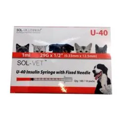 SOL-VET Siringhe Insulina U-40 1ml 29G 1/2" (Scatola Da 100)